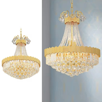 Lustre moderne de luxe en cristal, taille moyenne, doré, éclairage à 360° pour salon, bureau à domicile, chambre, escalier