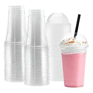 Compostable Bio PLA Clear Disposable Cups Drinking Coffee Milk Tea Cup Biodegradable Party Shandong PLA Straw Lid Zhengda ZD-C01