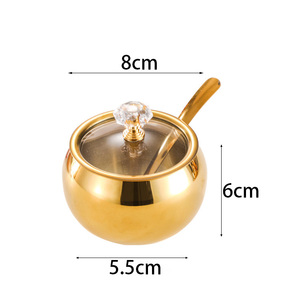 1PCS Sugar Bowl with Glass Lid and Spoon Sugar Container of Coffee Bar Accessories Stainless Steel Jar for Salt Kitchen Storage - Product Image 2
