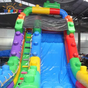 WINSUN Inflatable Bouncer With Water Slide 18 Ft Inflatable Megablock Slide Inflatable Water Slide For Kids