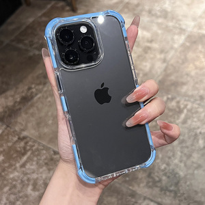 <span class=keywords><strong>Nouvelle</strong></span> coque de téléphone minimaliste transparente avec bordure colorée pour iPhone 17 16 15 14 13 Pro Max, protection antichoc aux quatre coins - Product Image 3