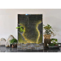 Fontaine murale d'extérieur en résine, style cascade, Feng Shui, étanche, faite à la main, avec éclairage LED, logo personnalisé, grande rocheuse aquatique