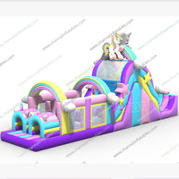 Parcours d'obstacles gonflable Licorne, Château gonflable à thème Anime, pour événements promotionnels, location, usage commercial et sportif