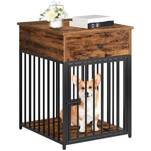 Caseta de madera decorativa <span class=keywords><strong>para</strong></span> perros con cajón, jaula <span class=keywords><strong>para</strong></span> mascotas de interior, mesa auxiliar <span class=keywords><strong>para</strong></span> perros pequeños, tubo de acero <span class=keywords><strong>para</strong></span> cachorros - Product Image 1