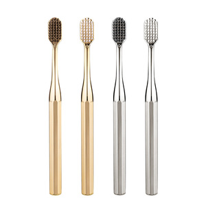 OEM cepillo de dientes para adultos de lujo mejorado de gama alta suave de cerdas galvanizadas oro plata para el hogar PBT cerdas ABS mango de goma - Product Image 4