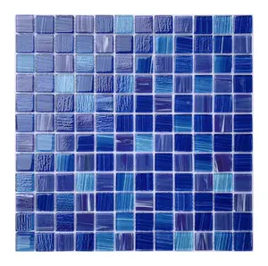 Mavi renk yüksek kaliteli geleneksel cam mozaik Mix kristal cam mozaik karo yüzme havuzu için özelleştirmek tarafından yapılabilir