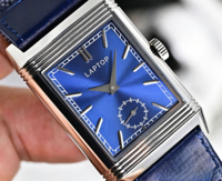 Montre mécanique automatique de luxe haut de gamme pour homme, cadran bleu, cristal saphir, bracelet en cuir, réserve de marche, style Hip Hop