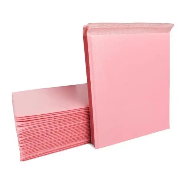 Sobres de correo acolchados de poligón, bolsa de envío a prueba de golpes para cosméticos, color rosa, tamaño listo, venta al por mayor