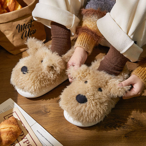 2024 mignon en peluche <span class=keywords><strong>chien</strong></span> coton pantoufles femme hiver maison intérieur fond épais ménage Couple <span class=keywords><strong>chaleur</strong></span> - Product Image 3