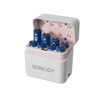 Ensemble de chargeurs de batteries au lithium GONODY AA AAA 5V3A 15W, support de charge intelligent à 8 emplacements avec indicateur LED pour batteries Li-ion/NiMH