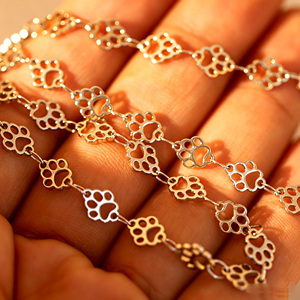 Catena in Acciaio Inox Placcata Oro 18K con Ciondolo a Forma di Zampa di Cane o Gatto per Creazione di Accessori Fai-da-Te - Product Image 2