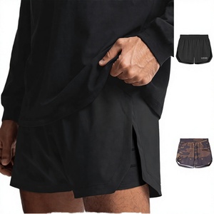 Wholesales 5'' Custom Quick Dry Double <b>Layer</b> Lined Pocket Gym Fitness Shorts Men 100% Polyester Casual <b>Mid</b> Waterproof Breathable - Product Image 3