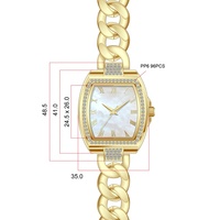 GALLANT Montre élégante en forme de tonneau pour femmes Boîtier en laiton Cadran nacré Chiffres romains Diamant étanche Reloj Mujer