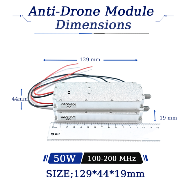 Customizable 50W 100-200/200-300MHz GaN RF Power Amplifier Lora Module Anti-drone Module Built-in VCO