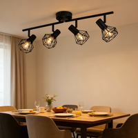 Spot de plafond E14 moderne industriel, éclairage sur rail, cage en métal noir mat 350 °   Rotatif pour salon, cuisine, salle à manger