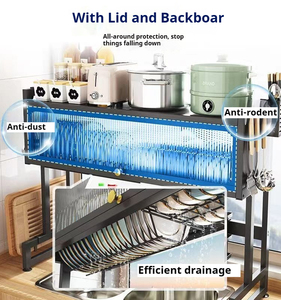 Scaffale Multifunzionale per Cucina - Organizzatore per Lavello in Acciaio al Carbonio a Doppio Livello per Verdure, Ciotole, Piatti, Spezie, Asciugatura e Drenaggio - Product Image 5