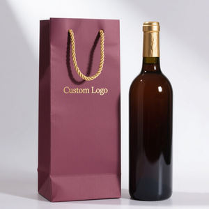 Bolsa de mano de regalo de vino tinto con estampado en relieve de logotipo de lámina dorada de lujo personalizada Premium, bolsa de papel de embalaje para botella de vino - Product Image 4