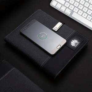 A5 Luxury Leather PP Fabric PVC <b>Binder</b> Fast Wireless Charging Powerbank LED Screen USB Multifunction Notebook Corporate Gift - Product Image 6