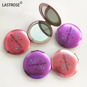 Small Makeup Mirror Portable Round Metal Hand Mirror Wholesale Private Label Double Side Fold Mirror with box