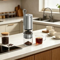 Molinillo de Café Eléctrico de Acero Inoxidable, Recargable por USB-C, 5 Niveles de Molienda Ajustables, para Uso Doméstico, al Aire Libre y en el Automóvil