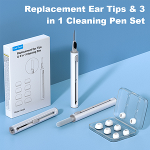 Paquet personnalisé Kit de nettoyage pour écouteurs Stylo de nettoyage multifonction 4 paires d'embouts d'oreille en silicone de remplacement pour accessoire <span class=keywords><strong>AirPods</strong></span> <span class=keywords><strong>Pro</strong></span> - Product Image 3