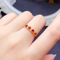 Factory Wholesale 925 Sterling Silver Natural Garnet Ring Simple Stylish Fine Jewelry Wedding Anniversary Gift OEM ODM