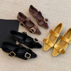 Nouvelle collection Printemps/Automne 2026 – Escarpins Mary Jane en cuir à bout carré, talon épais rétro, bout ouvert et boucle métallique pour femme - Product Image 1