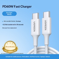US562 UGREEN Kabel Data Tipe-C Ganda Pengisian Daya Transfer Data Pengisi Daya Cepat PD 100W 5A untuk MacBook untuk Laptop iPad Pro Ponsel