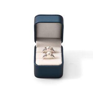 Cajas de Anillos Dobles Personalizadas FANXI, Cajas de Joyería de Cuero PU y Terciopelo para Anillos, Nuevo Diseño - Product Image 1