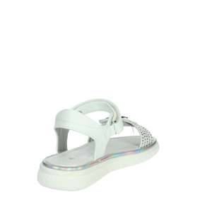 Asso Girls' <b>Sandal</b> AG-17230 White Silver Flat <b>Sandals</b> With Rhinestone Decor And Adjustable Strap - Product Image 3