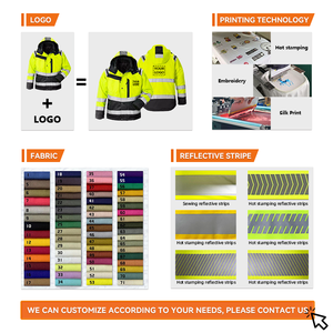 Invierno Cálido impermeable abrigo de alta visibilidad ingeniero caldera mecánica construcción trabajo chaqueta Hi Vis reflectante trabajador ropa de trabajo - Product Image 5