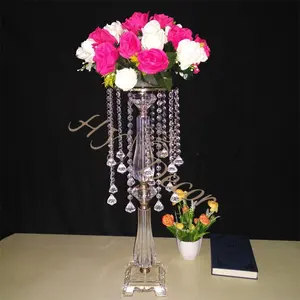 HY soporte de mesa de boda decoraciones altas cuentas de cristal acrílico cortina candelabro centros de mesa de boda