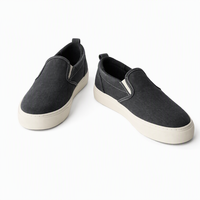 Chaussures décontractées noires élégantes à enfiler, baskets légères en toile avec semelle extérieure en caoutchouc antidérapante durable pour un confort quotidien