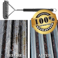 Brosse de nettoyage pour barbecue en acier inoxydable et plastique à long manche, résistante à la chaleur, polie, durable, pour le camping en plein air