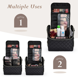Large Nail Art Box Travel <b>Vanity</b> Box Makeup <b>Case</b> with 4 PVC Makeup Storage Bag Cosmetic Storage Box Beauty Organizer <b>Case</b> - Product Image 2