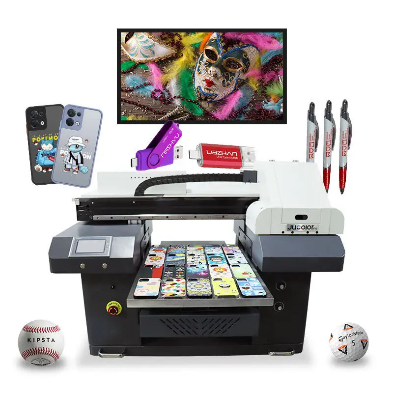 Jucolor 높은 생산성 머그잔 병 로타리 UV 디지털 프린터 4560 카드 플랫 침대 전화 케이스 UV Led 프린터
