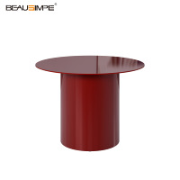 Table d'appoint en travertin minimaliste avec dessus en verre artisanal & base en pierre naturelle, personnalisable pour salon