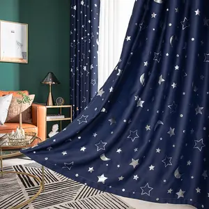 Большая Звезда Луна горячая серебряная фольга печатная детская комната тепловые затемняющие шторы для детской спальни