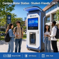 Distributeur d'eau intelligent avec filtre UF RO, auto-nettoyage IA, tableau de bord cloud 4G, borne extérieure 24h/24, OEM UV, capacité 150L