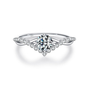S925 <b>Silver</b> <b>Solitaire</b> Promise <b>Ring</b> Elegant Tiara Design Moissanite <b>Ring</b>, D Color VVS1 Lab Created Diamond Engagement Jewelry - Product Image 1