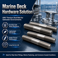 Boulon à double extrémité en titane GR5 M6-M24, longueur personnalisée pour quincaillerie de pont marin, industrie chimique offshore, OEM