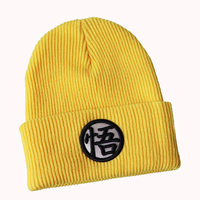 Nouveau design Anime Goku DBZ – Casquette brodée 3D en relief, style dessin animé, personnalisable, en peluche, tricotée pour l'hiver – Vente en gros