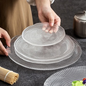 Assiettes de service élégantes en verre personnalisées en usine, assiettes à salade, plats pour légumes et fruits, assiettes de restaurant pour la table de salon - Product Image 2