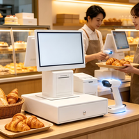 Terminal de point de vente (TPV) avec écran tactile intégré de 15,6 + 11,6 pouces, imprimante intégrée 58/80 mm, caisse enregistreuse WIN/Android