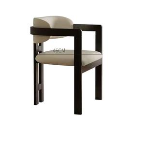 Modern Luxury Dining Chair With Backrest Warm White And <b>Black</b> Titanium <b>Frame</b> For Home Dining Room Use - Product Image 5