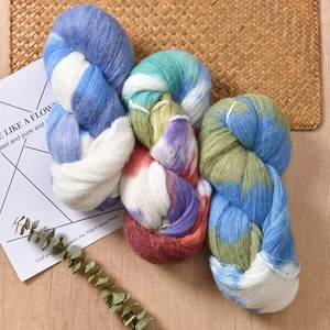 Разноцветный свитер ручной вязки, шапка и шарф из шелка и мохера, 200 г - Product Image 6