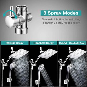 Wall Mount High Pressure 8 <b>Rainfall</b> Stainless Steel <b>Shower</b> Head Handheld Showerhead with Holder - Product Image 6