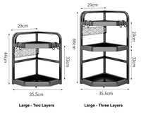 Étagère d'angle de rangement pour épices en acier au carbone multicouche, support pour couteaux et ustensiles, organisateur de comptoir de cuisine sur pied, gain de place