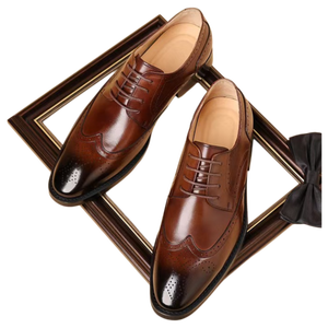 Zapatos de Vestir Formales de Cuero con Punta para Hombre, Estilo Británico Zapatos Oxford Extra Grandes Hechos a Mano para Hombre, Zapatos de Vestir - Product Image 1