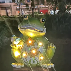 DD2616 Patio Hof Rasen-Ornament Frosch-Lichtstatuen Dekorationen Solarharz im Freien Frosch-Skulpturen